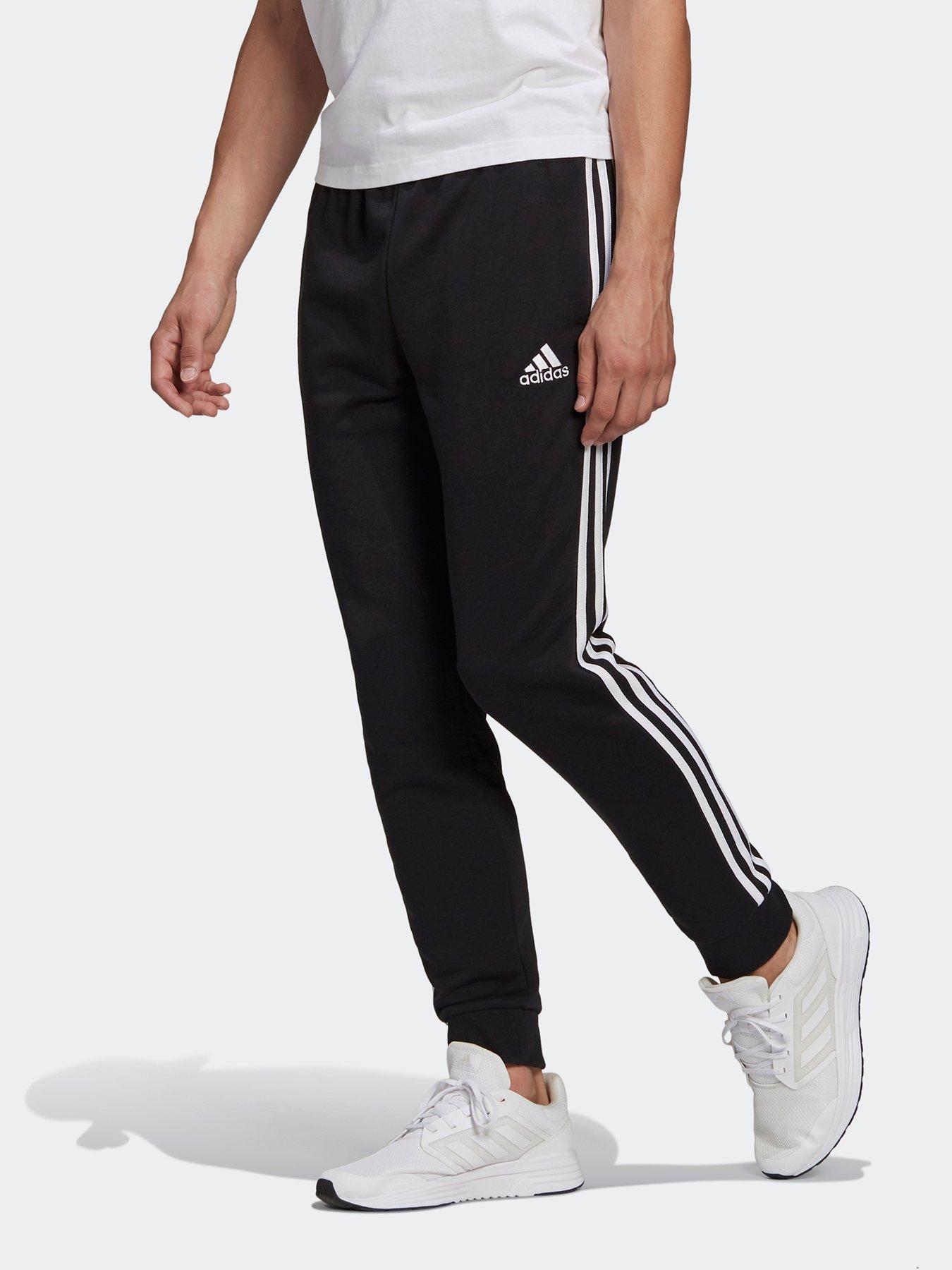 essentials fleece tapered cuff 3 stripes joggers m