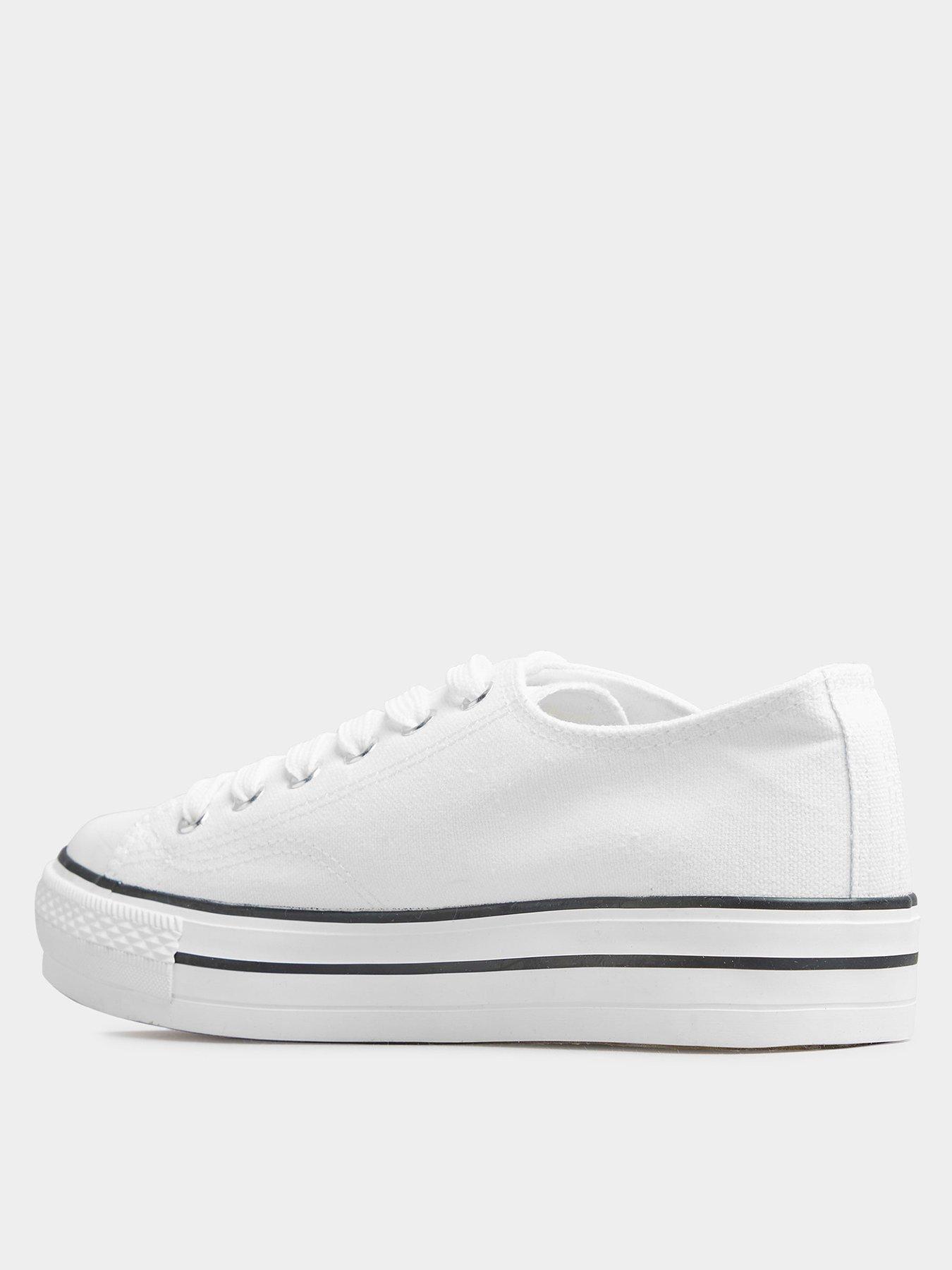Women Yours Clothing Canvas Flatform Trainer - White