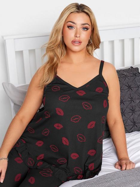 yours-limited-hot-pink-lips-pj-top-black