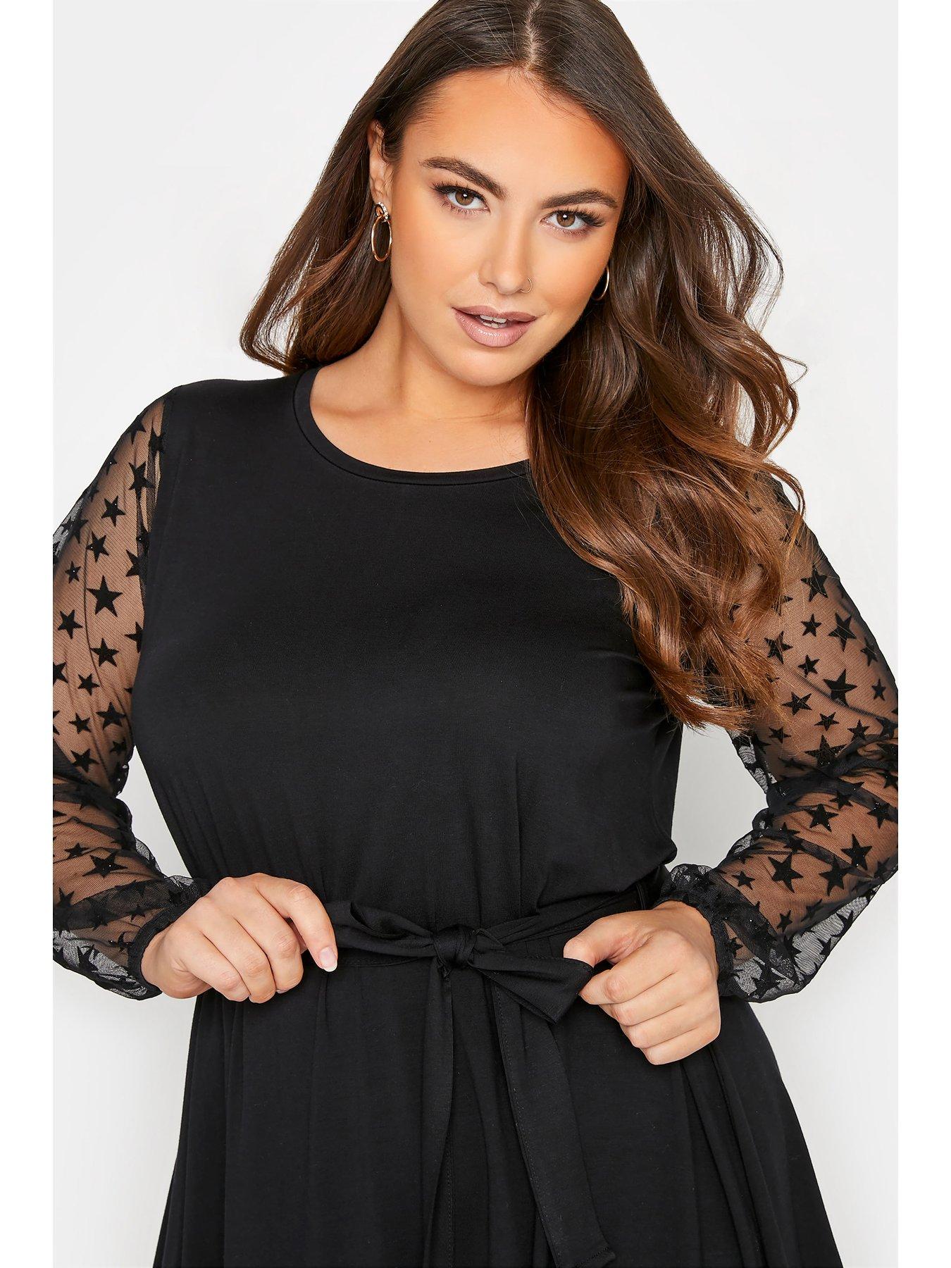 Tops & T-shirts Yours Clothing Lace Sleeve Top - Black