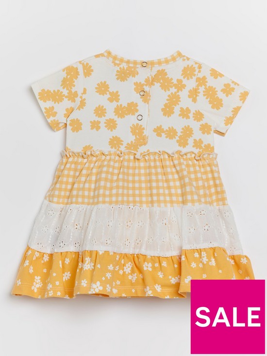 back image of river-island-baby-girls-floral-tier-dress--nbspyellow
