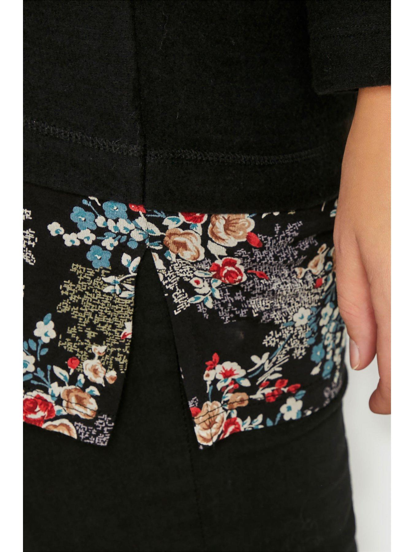  Yours Clothing Flower Panel Tunic - Black