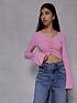  image of river-island-teen-girls-ruched-long-sleeve-t-shirt--nbsppink