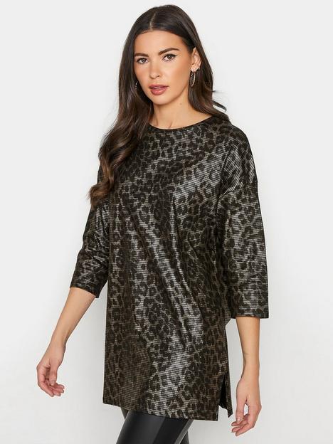 long-tall-sally-leopard-foil-printed-t-shirt-grey