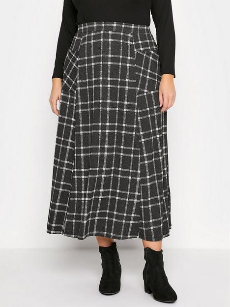 yours-clothing-checked-maxinbspskirt-charcoal