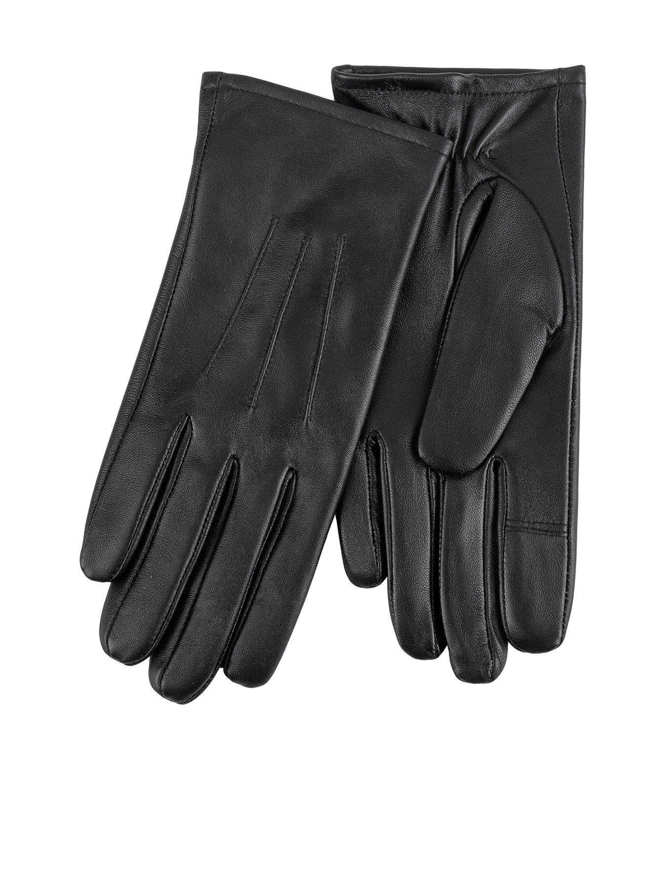  3 Point Smartouch Leather Gloves - Black