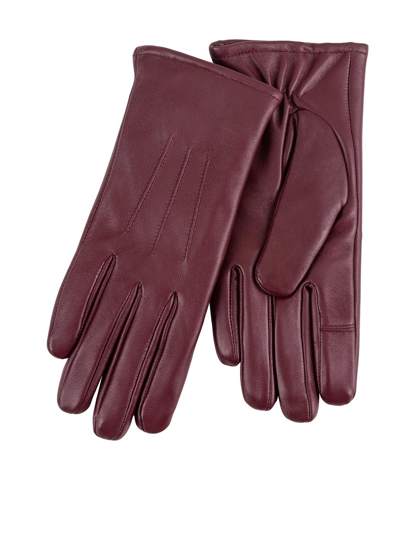 Accessories 3 Point Smartouch Leather Gloves - Burgundy