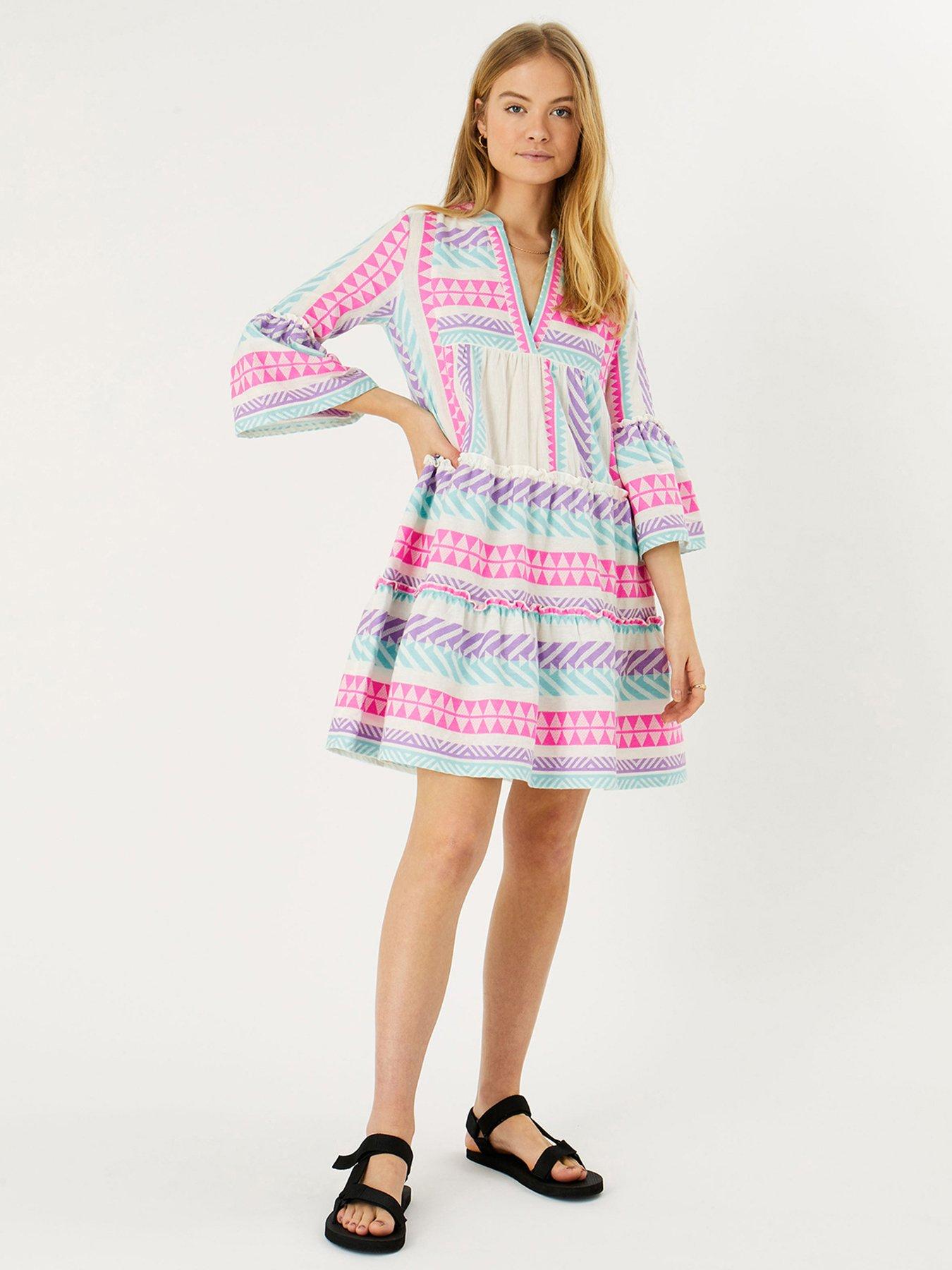 Accessorize Pink And Blue Jacquard Dress | very.co.uk