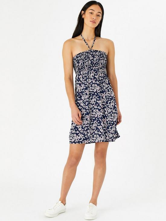 front image of accessorize-navy-daisy-bandeau-dress