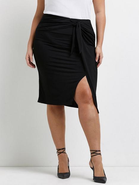 ri-plus-plus-knot-front-skirt-black