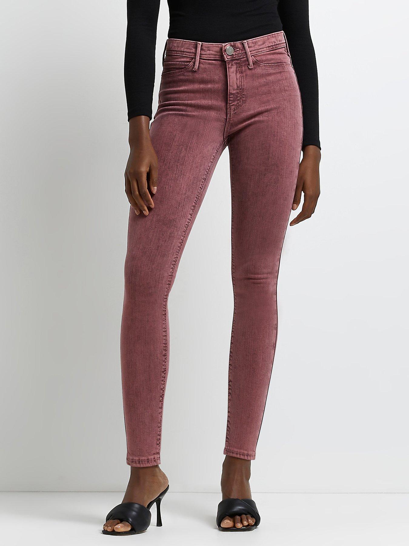 Women Molly Mid Rise Pink Wash Skinny Jean- Pink