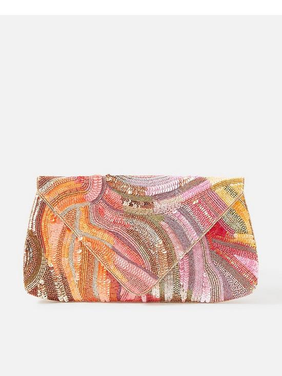 front image of accessorize-multi-sequin-sunset-clutch