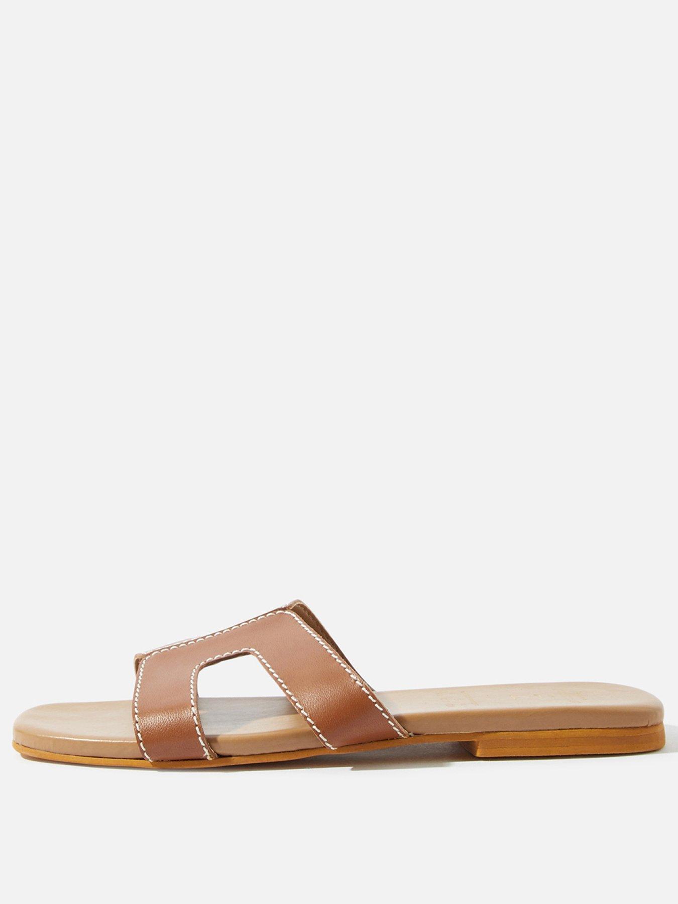 tan slip on sandals