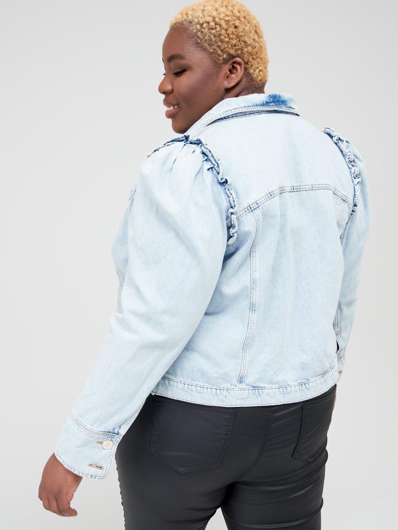 RI Plus Puff Sleeve Denim Jacket - Blue 