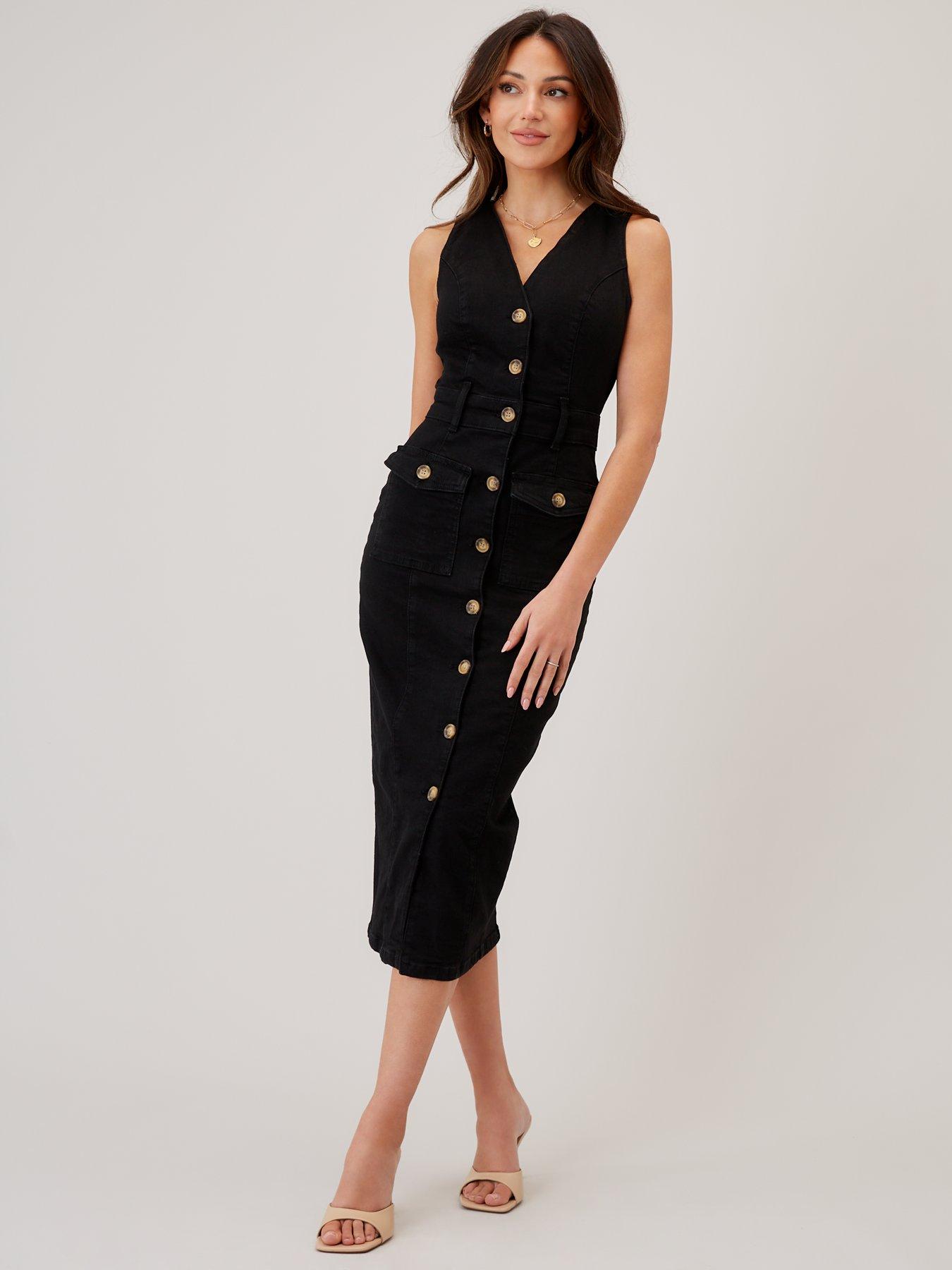 michelle keegan denim midi dress