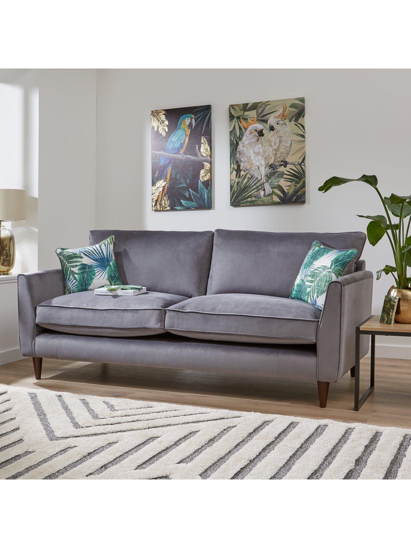 Product photograph of Very Home Pasha Fabric 3 Seater Sofa - Grey from very.co.uk