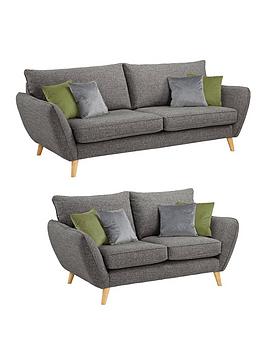 Product photograph of Very Home Perth Fabric 3 Seater 2 Seater Sofa Set - Charcoal Buy And Save from very.co.uk