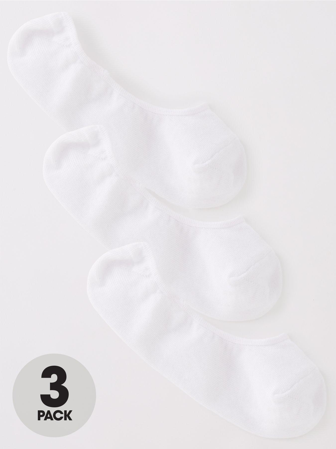 Everyday 3 Pack of Invisible Trainer Liner Socks With Heel Grips - White