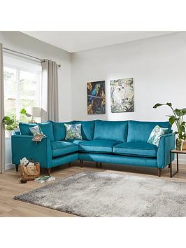Product photograph of Very Home Pasha Small Fabric Left Hand Chaise Sofa - Teal from very.co.uk
