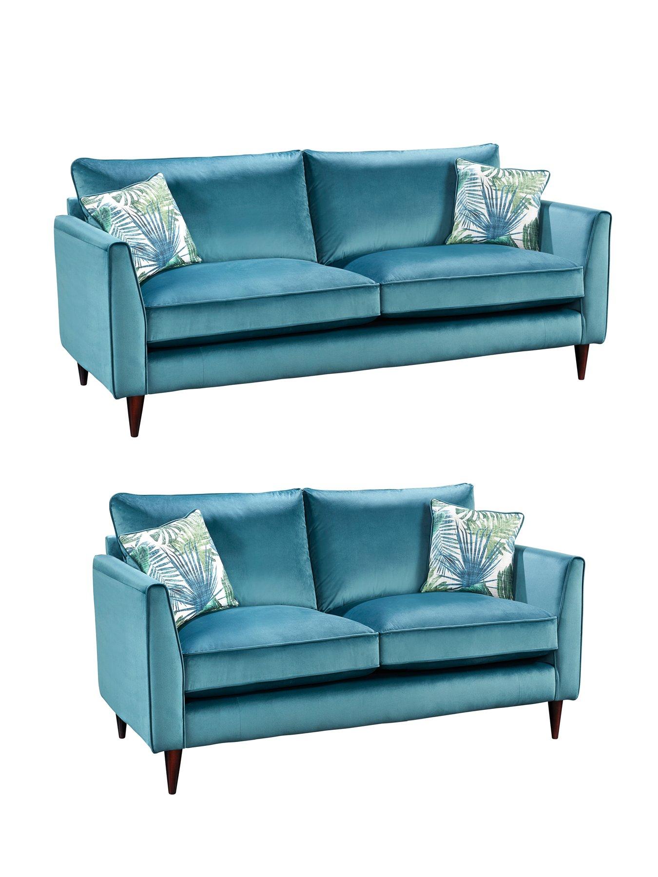 undefined Pasha Fabric 3 Seater + 2 Seater Sofa Set (Buy and SAVE!) - Teal