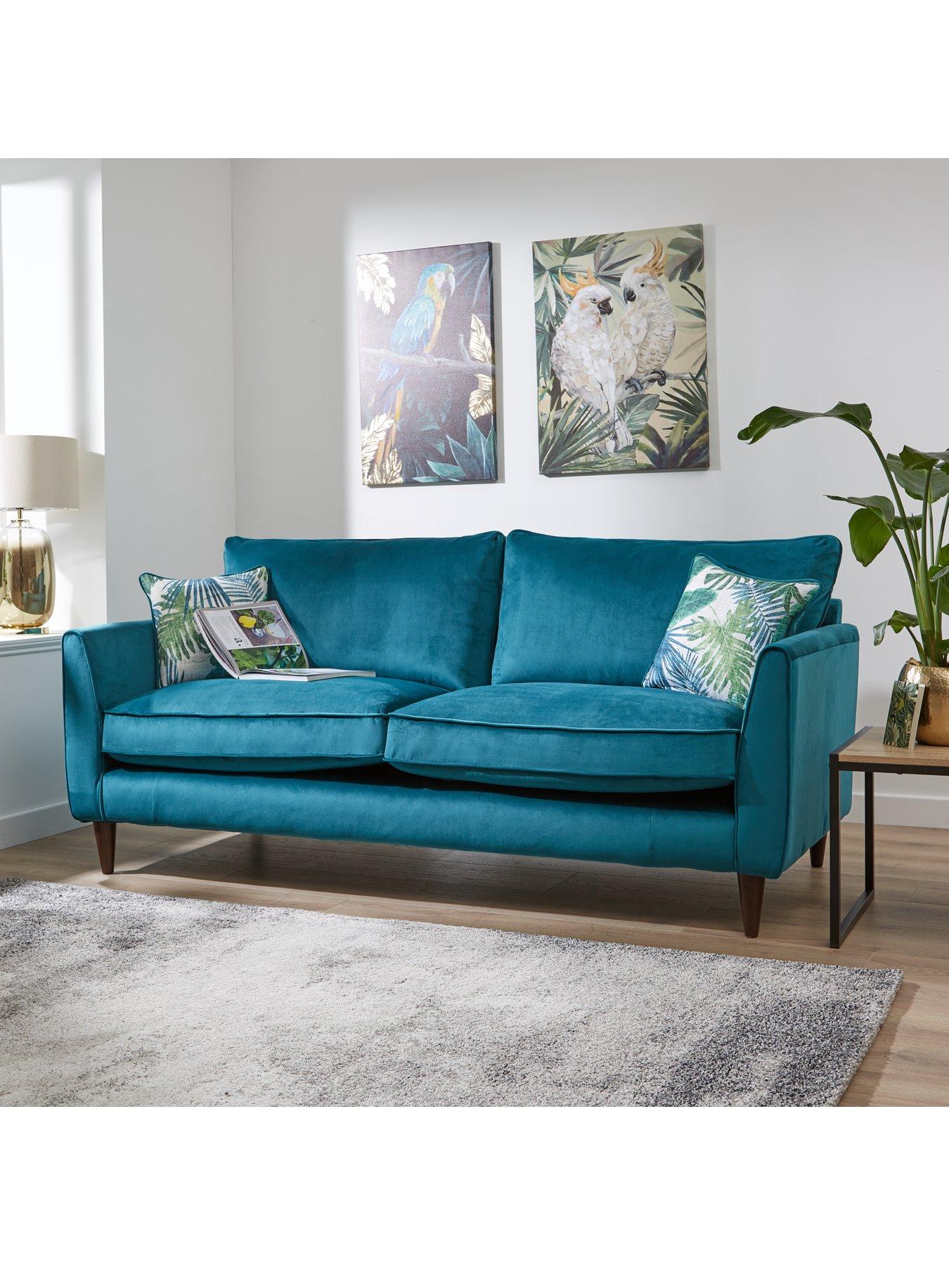 Product photograph of Very Home Pasha Fabric 3 Seater Sofa - Teal from very.co.uk