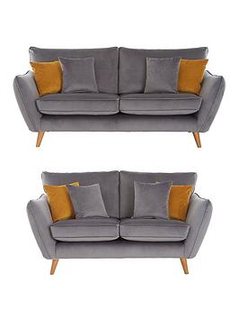 Product photograph of Very Home Perth Fabric 3 Seater 2 Seater Sofa Set - Grey Buy And Save from very.co.uk