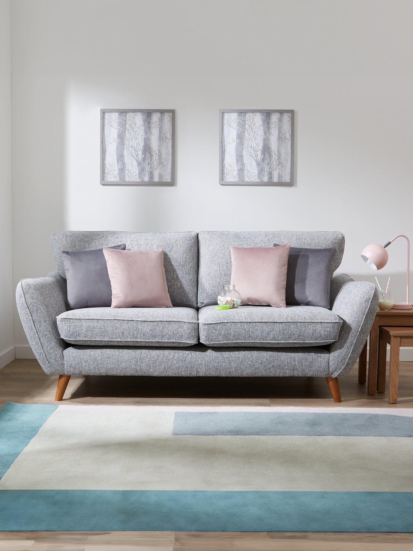 Product photograph of Very Home Perth Fabric 4 Seater Sofa - Silver from very.co.uk