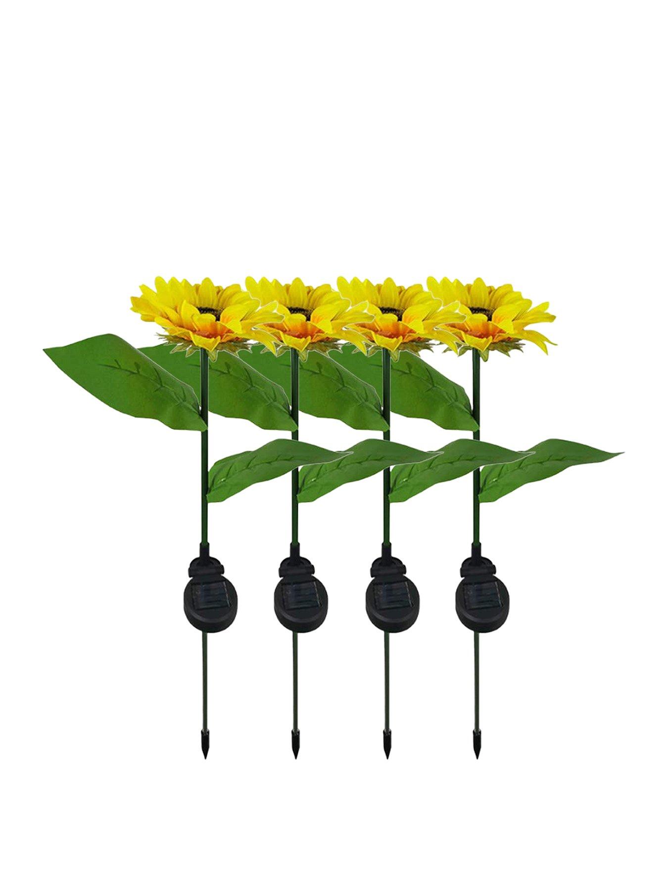 Product photograph of Gardenwize Pack Of 4 Solar Powered Sunflower Stake Lights from very.co.uk