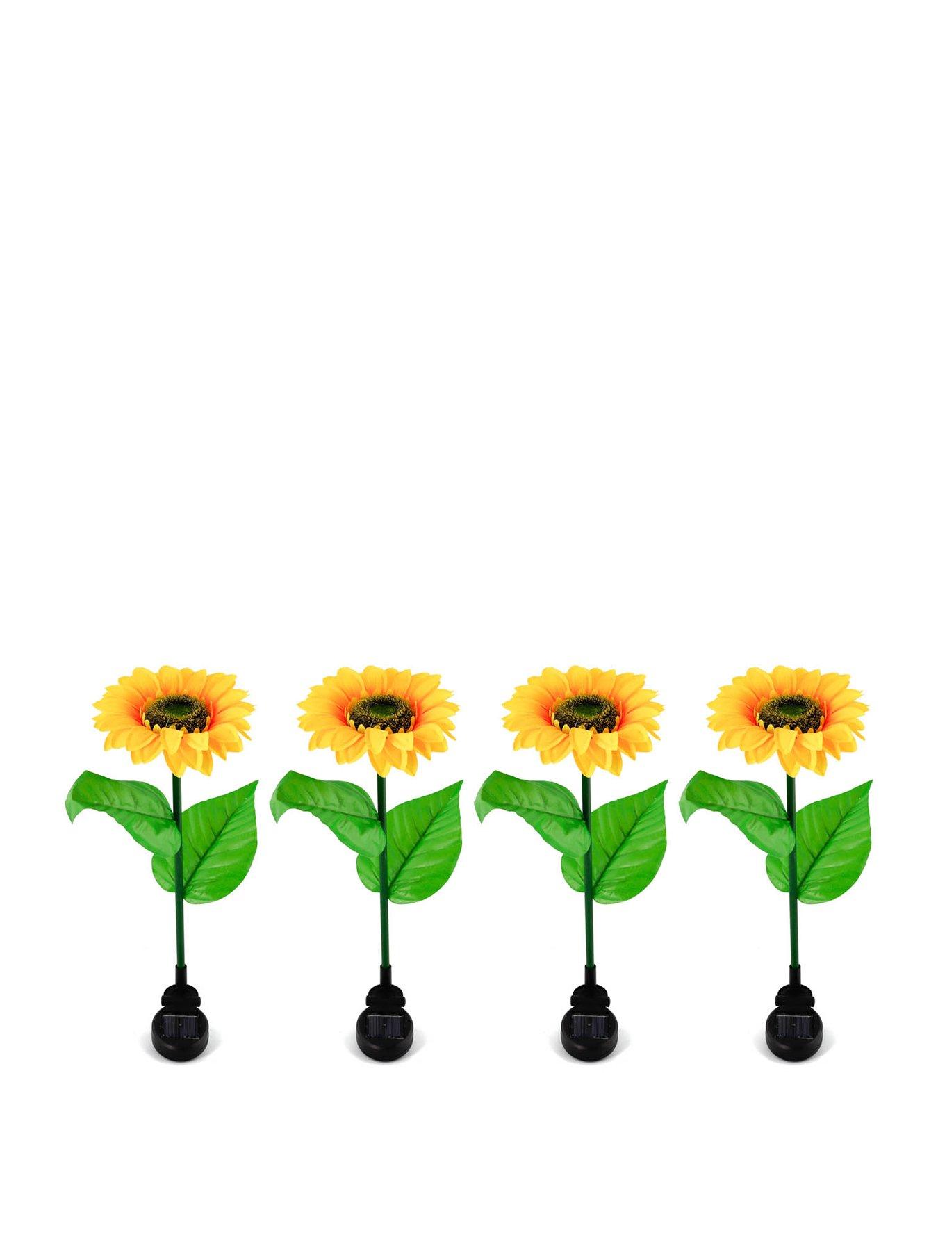 Product photograph of Gardenwize Pack Of 4 Solar Powered Sunflower Stake Lights from very.co.uk