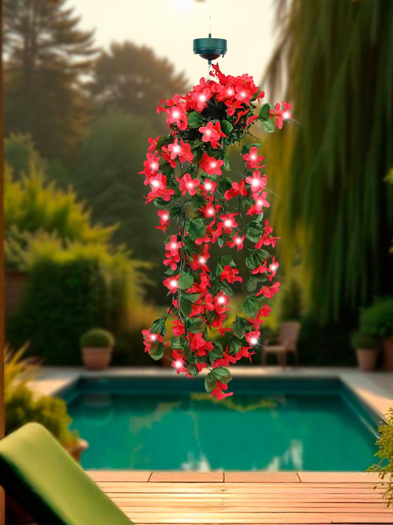 undefined 30 LED Warm White Solar Hanging Primrose Flowers (Pink)