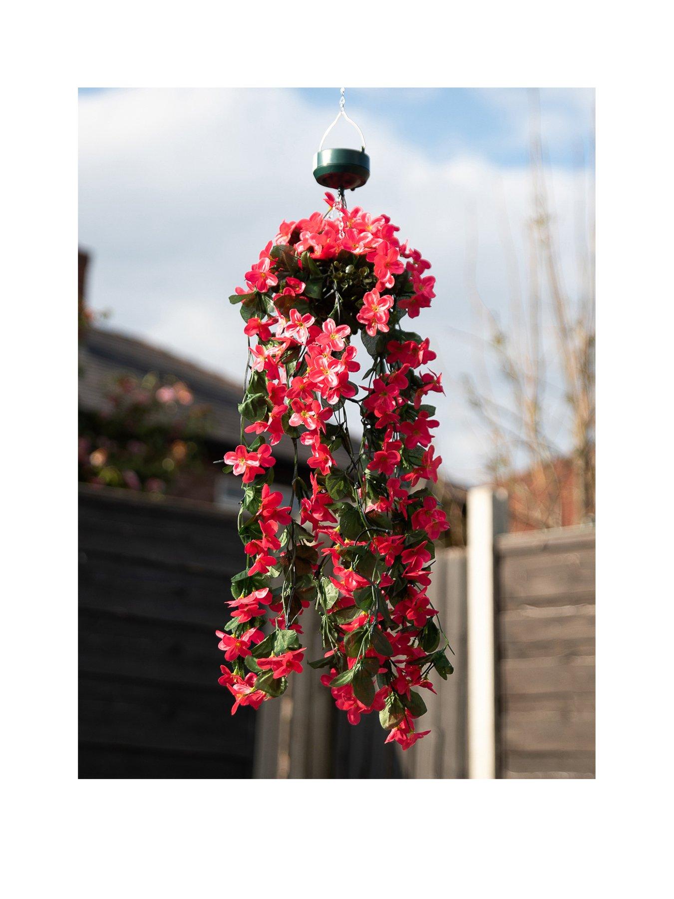 Product photograph of Gardenwize 30 Led Warm White Solar Hanging Primrose Flowers Pink from very.co.uk
