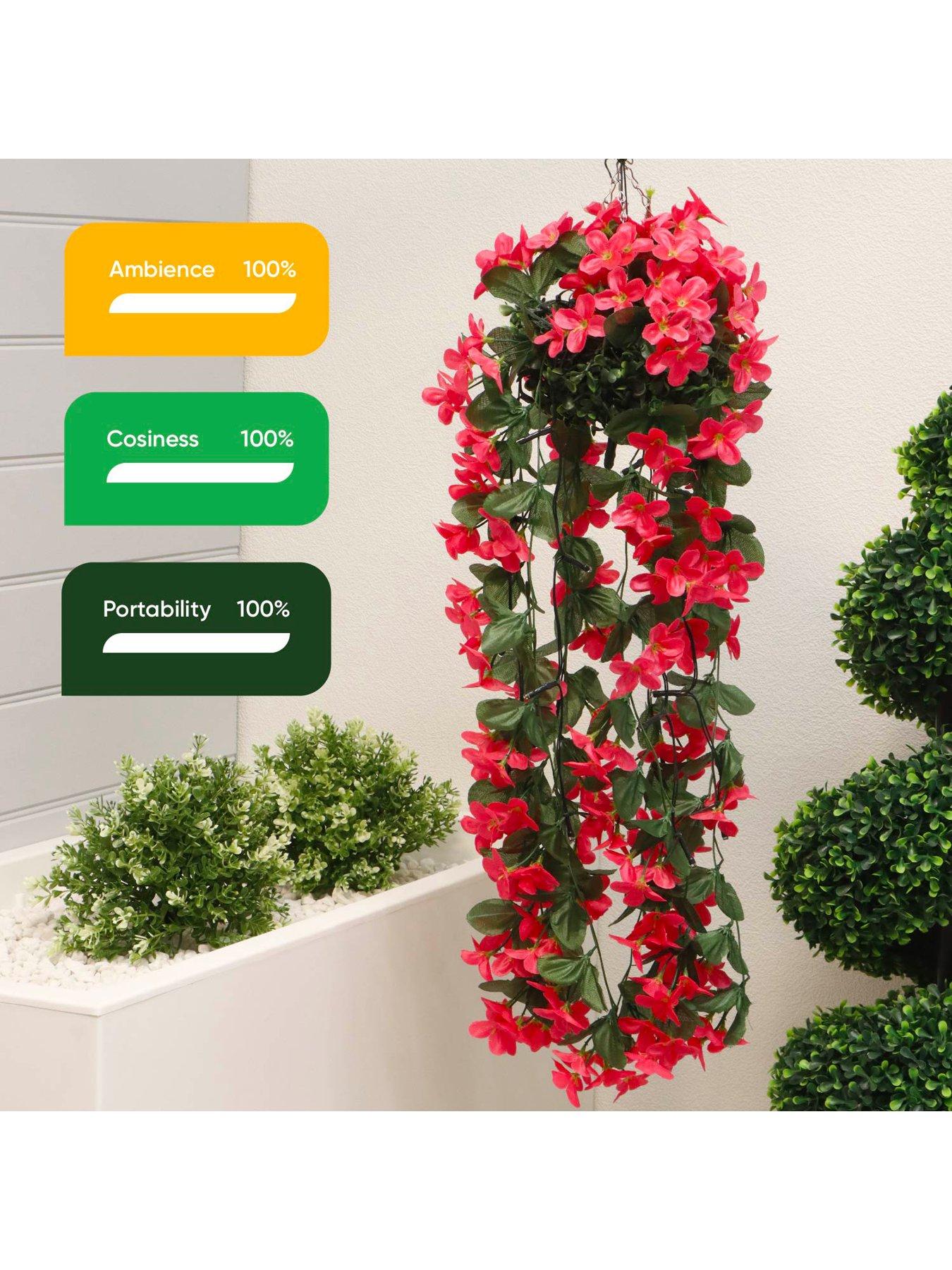 Image 4 of 7 of Streetwize 30&nbsp;LED Warm White Solar Hanging Primrose Flowers&nbsp;(Pink)