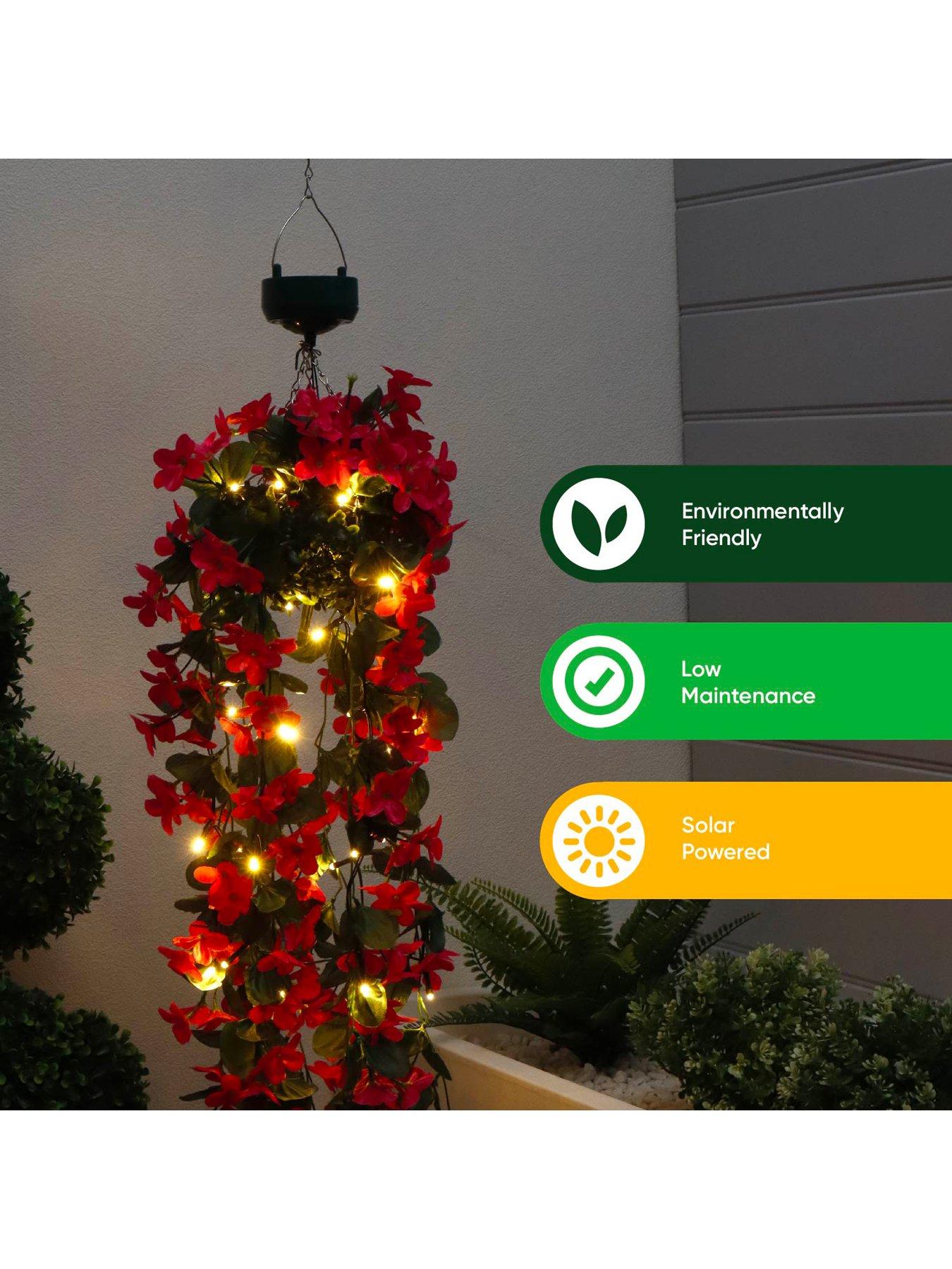 Image 5 of 7 of Streetwize 30&nbsp;LED Warm White Solar Hanging Primrose Flowers&nbsp;(Pink)