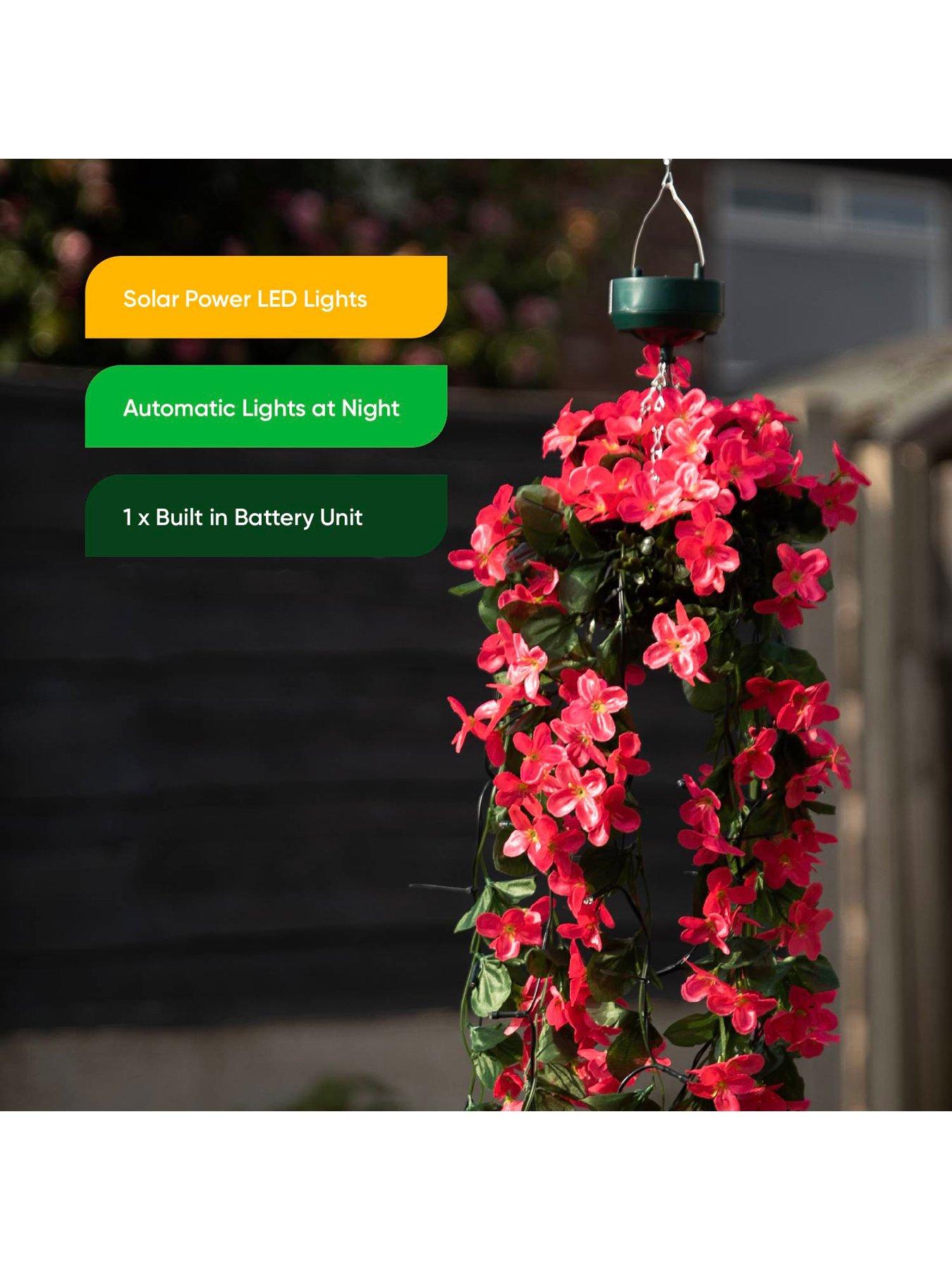 Image 7 of 7 of Streetwize 30&nbsp;LED Warm White Solar Hanging Primrose Flowers&nbsp;(Pink)