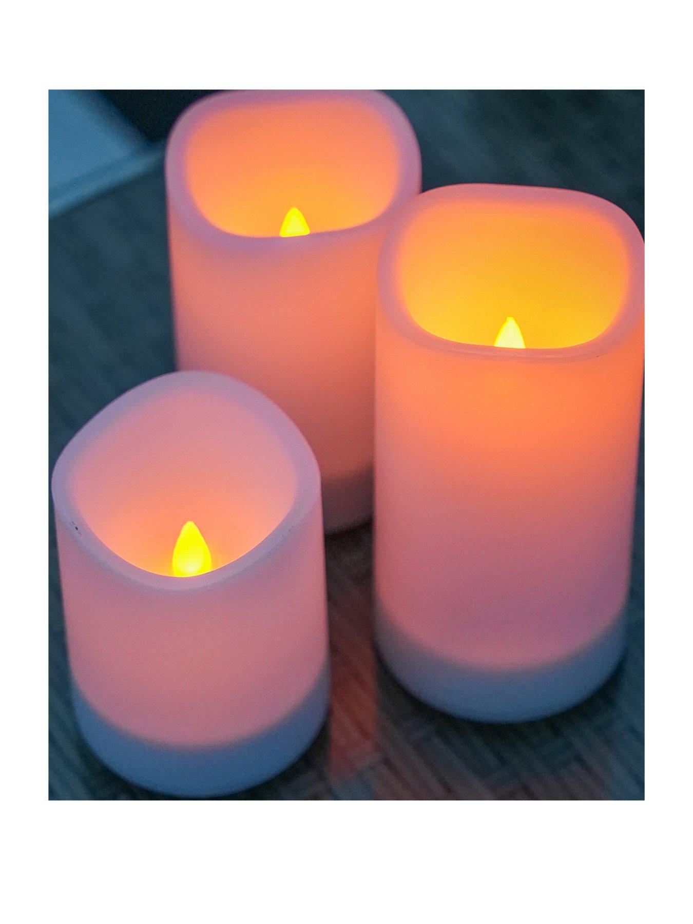 Product photograph of Gardenwize Set Of 3 Solar Pillar Candles from very.co.uk