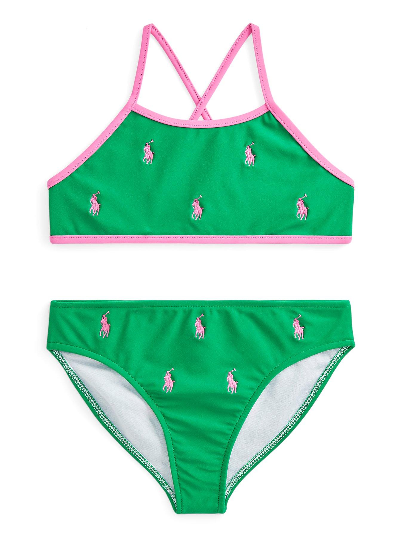 Ralph Lauren Girls All Over Polo Logo Bikini - Green 