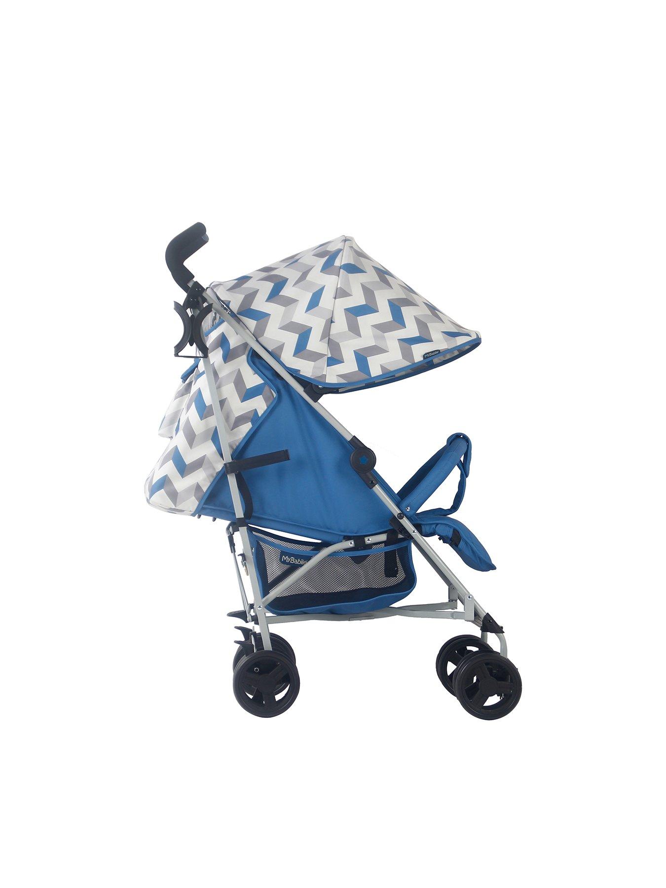 My Babiie MB02 Stroller Blue and Grey Chevron very