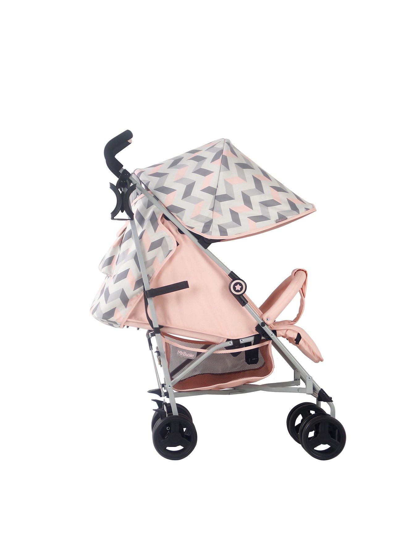 My Babiie MB02 Stroller Pink and Grey Chevron very