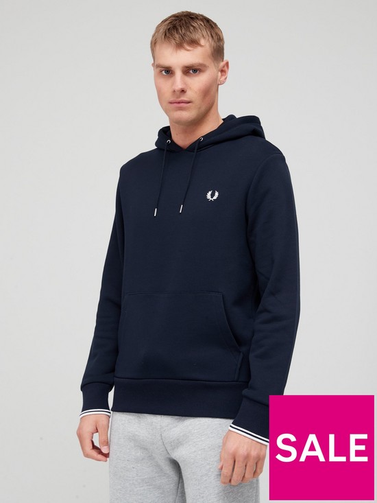 front image of fred-perry-tipped-overhead-hoodie
