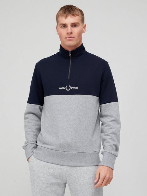 fred-perry-colour-block-half-zip-sweat