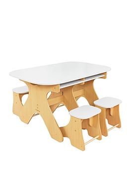 Product photograph of Kidkraft Arches Expandable Table And Bench Set - White from very.co.uk