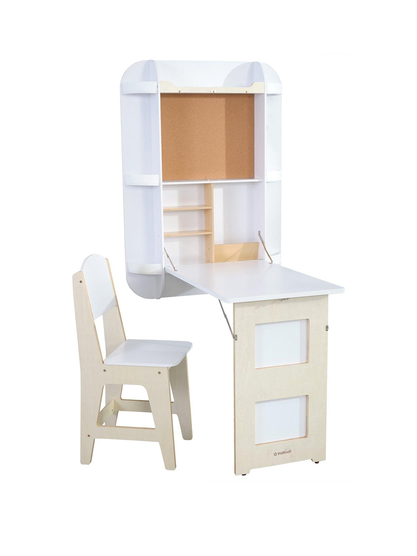 Product photograph of Kidkraft Arches Floating Wall Desk And Chair Set - White from very.co.uk