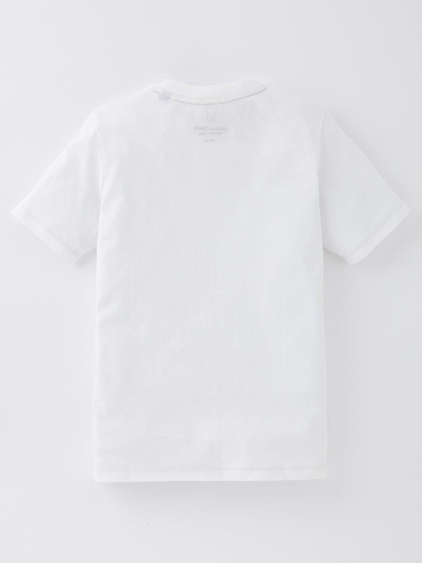 Jack & Jones Junior Boys Script Embroidered Logo T-shirt - Cloud Dancer ...