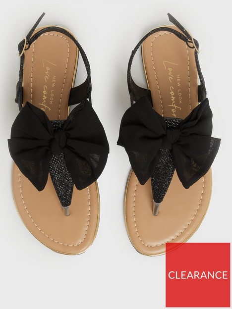 new-look-915-girls-black-glitter-bow-slingback-sandals