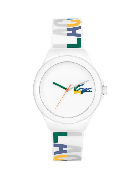 front image of lacoste-neocroc-unisex-watch-white