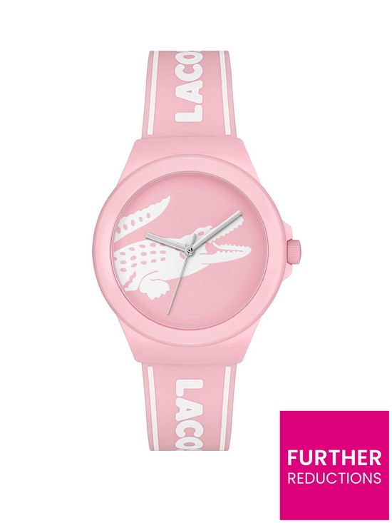 front image of lacoste-neocroc-unisex-watch-pink