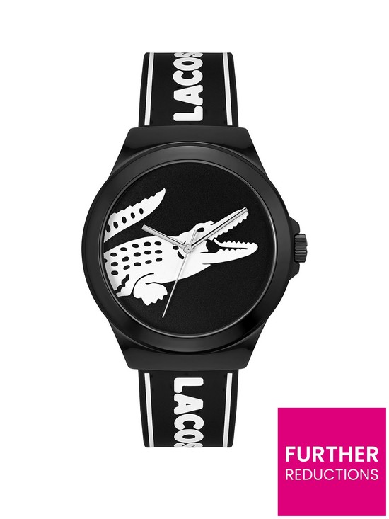 front image of lacoste-neocroc-unisex-watch-black