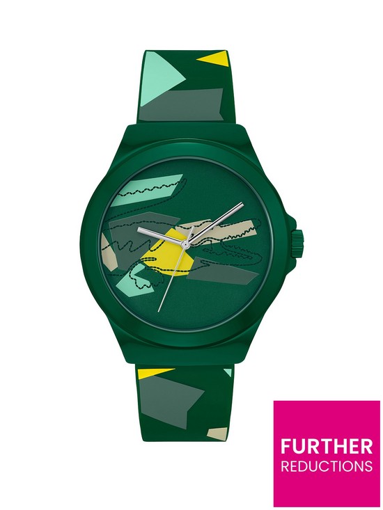 front image of lacoste-neocroc-unisex-watch-green