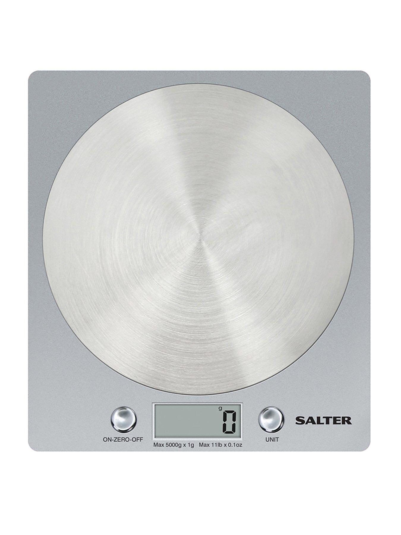 Product photograph of Salter Silver Electronic Kitchen Scale from very.co.uk