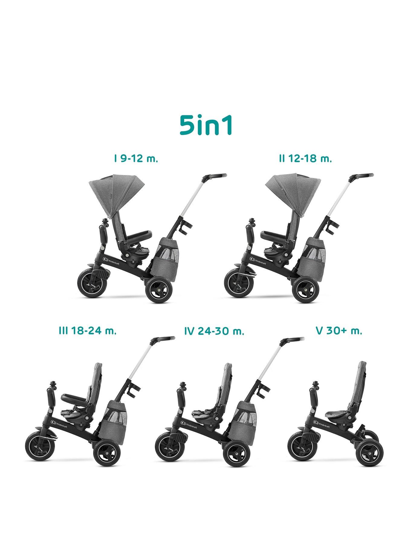 Tricycle 5 en 1 Kinderkraft Twipper Grey